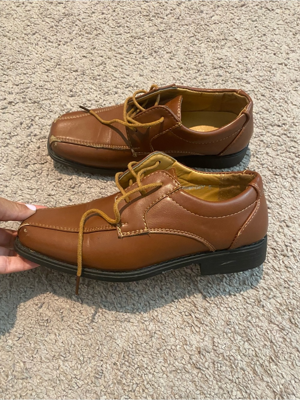 Boys Classic Brown Leather Dress Shoes